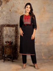 Printed Cotton Blend Kurta With Pants & Dupatta
