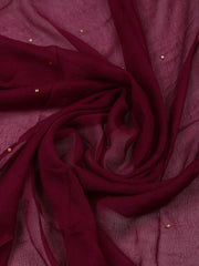 Woven Design Chanderi Wine Unstitched Suit With Pant & Dupatta