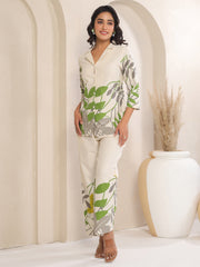 Printed Cotton Blend Shirt With Pants