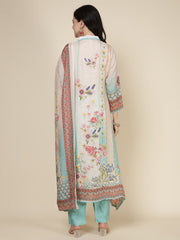 Printed Cotton Blend Kurta With Pants & Dupatta