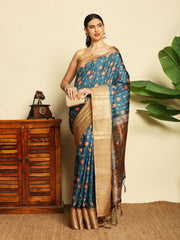 Digital Printed Tussar Saree