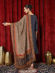 Printed Cotton Blend Kurta With Pants & Dupatta