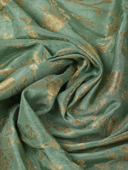 Embroidered Chanderi Unstitched Suit With Pant & Dupatta