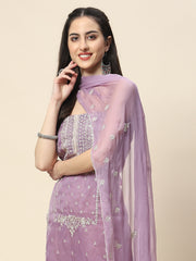 Neck Embroidery Organza Unstitched Suit Piece With Dupatta