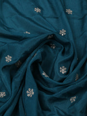 Embroidered Chinon Teal Green Unstitched Suit With Pant & Dupatta