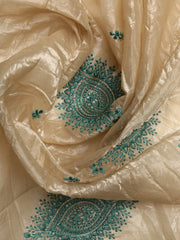 Neck Embroidered Organza Unstitched Suit With Dupatta