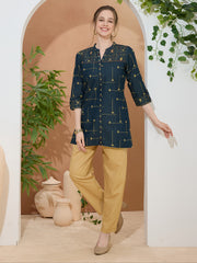 Printed Denim Short Kurti