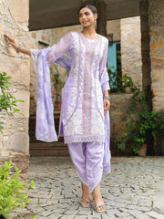 Embroidered Organza Kurta With Pant & Dupatta