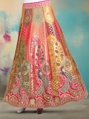 Traditional Unstitched Lehenga in Paisley Floral Brocade with Zari Work