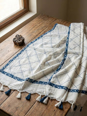 Printed Cotton Blend Unstitched Suit With Pant & Dupatta