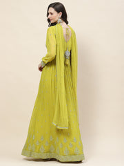 Sequin Embroidery Georgette Kurta With Churidar & Dupatta