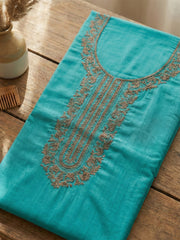 Embroidered Cotton Blend Unstitched Suit With Pant & Dupatta