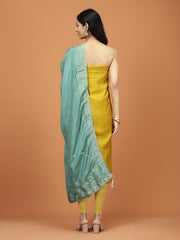 Neck Embroidery Chanderi Unstitched Suit Piece With Dupatta