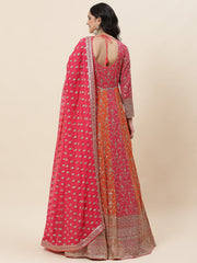 Sequin Embroidered Georgette Kurta With Pants & Dupatta - meena bazaar
