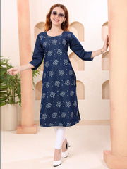 Printed Denim Kurta