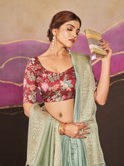 Digital Border Printed Art Silk Saree