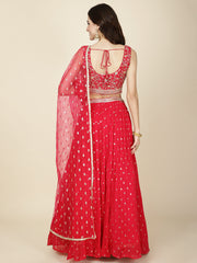 Resham Zari Embroidery Georgette Choli With Lehenga & Dupatta
