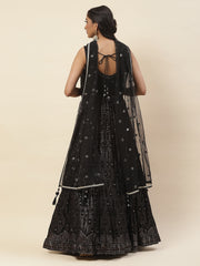 Sequence Embroidered Georgette Anarkali Kurta With Pants & Dupatta