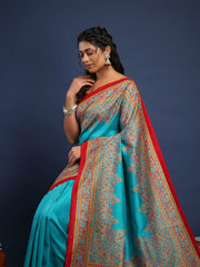 Digital Printed Art Silk Unstitched Suit With Pant & Dupatta