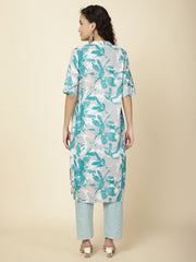Abstract Printed Cotton Kurta With Pants