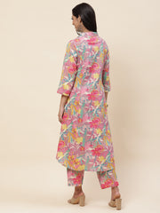 Floral Printed Cotton Kurta With Pants