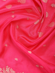 Embroidered Art Silk Unstitched Suit With Dupatta