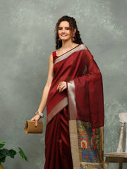 Plain Art slik Saree