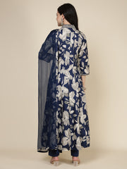 Printed Cotton Blend Kurta With Pants & Dupatta