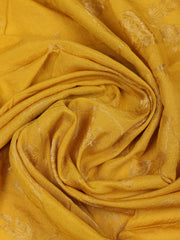 Embroidered Chanderi Mustard Unstitched Suit With Pant & Dupatta