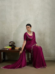 Embroidered Satin Saree