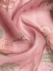 Neck Embroidered Chanderi Unstitched Suit With Dupatta