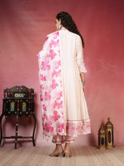 Embroidered Chanderi Kurta With Pant & Dupatta
