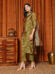 Printed Muslin Kurta With Pants & Dupatta