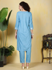 Printed Cotton Blend Kurta With Pants