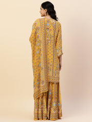 Digital Printed Crepe Kurta With Sharara & Dupatta