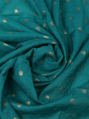 Embroidered Chanderi Cream-Lake Blue Unstitched Suit With Pant & Dupatta