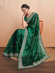 Embroidered Linen Blend Saree