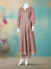 Embroidered Georgette Kurta With Pant & Dupatta
