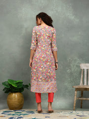 Yoke Embroidered Cotton Blend Kurta