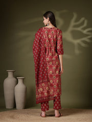 Printed Cotton Blend Kurta With Pant & Dupatta