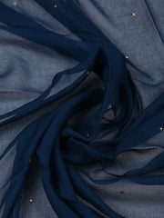 Woven Design Chanderi Navy Blue Unstitched Suit With Pant & Dupatta