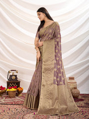 Zari Border Booti Woven Art Silk Saree