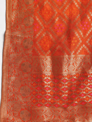 Neck Embroidered Chanderi Unstitched Suit With Dupatta