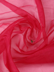 Embroidered Chanderi Rani Unstitched Suit With Pant & Dupatta