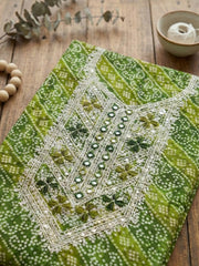 Printed Cotton Blend Unstitched Suit With Pant & Dupatta