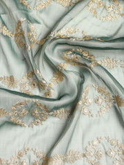 Embroidered Organza Unstitched Suit With Dupatta