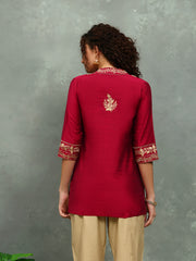 Neck Embroidered Art Silk Kurta