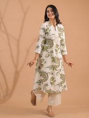 Printed Cotton Blend Kurta With Pants