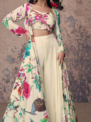 Printed Crepe Suit With Pant & Dupatta