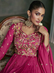Resham Zari Work Art Silk Sweet Heart Long Gown